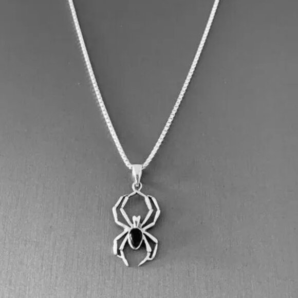 Spider Pendant Fashion Necklace with Simulated Black Zircon Stone - Picture 8 of 8